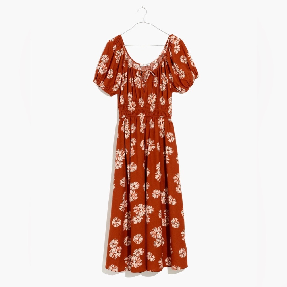 MADEWELL Linen Blend Sophia Midi Dress in Rusty Torch Size XXL ••RARE•• - Picture 2 of 9